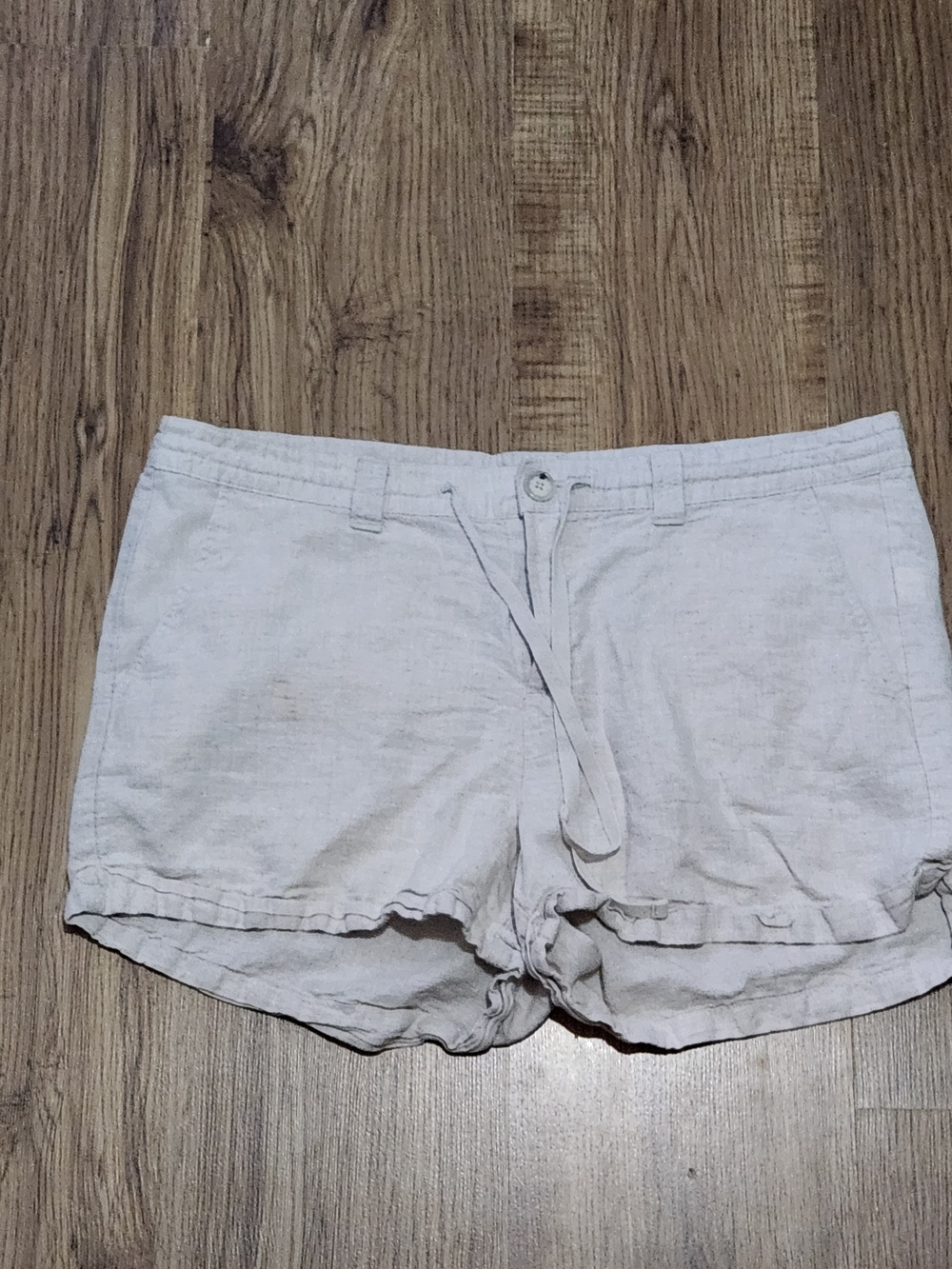 GAP Cream High-Waist Linen-Blend Drawstring Shorts
